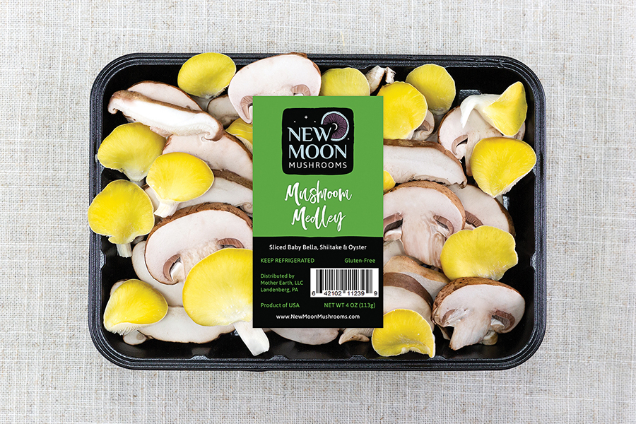 New Moon Mushrooms label design