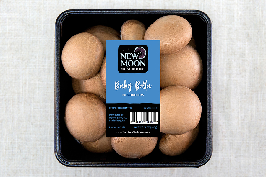 New Moon Mushrooms label design